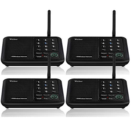 Wuloo Intercoms Wireless for Home 5280 Feet Range 10 Channel 3 Code, Wireless Home Intercom System for Home House Business Office, Room to Room Intercom, Home Communication System (4 Packs, Black)