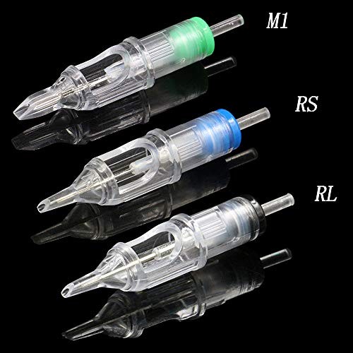 Sotica 100Pcs Tattoo Cartridge Needles Disposable Sterilized Tattoo Needle Cartridge Mix Size 3RL 5RL 7RL 9RL 3RS 5RS 7RS 9RS 7RM 9RM for Permanent Makeup Tattoo Needles Supplies Tattoo Machine Kit