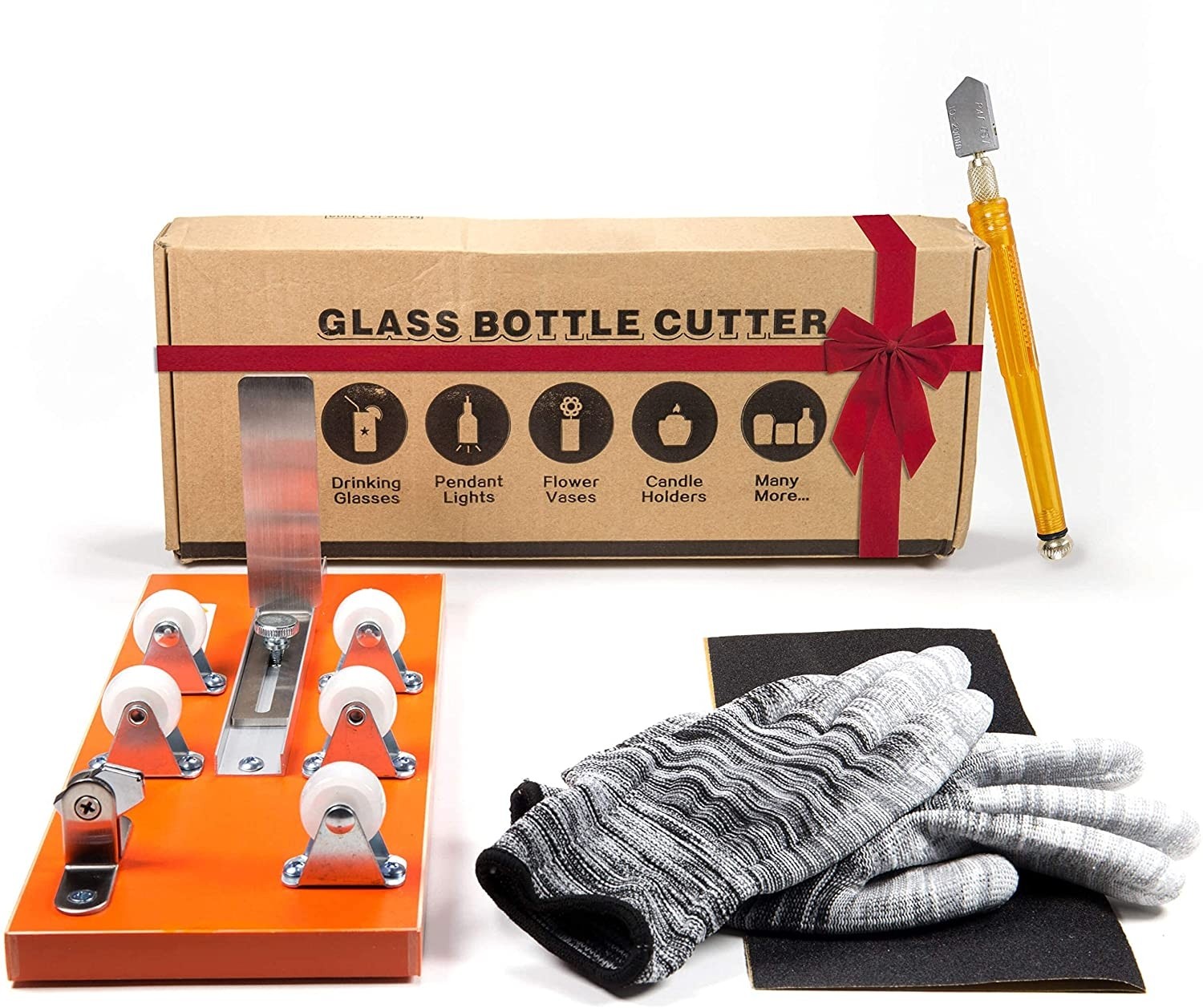 HOME PRO SHOP Bottle Cutter & Glass Cutter Kit- Wine Bottle Cutter DIY Tool- Glass Bottle Cutter Kit for Wine, Beer Bottles, Mason Jars - Bottle Cutting Kit w/Safety Gloves & Accessories 