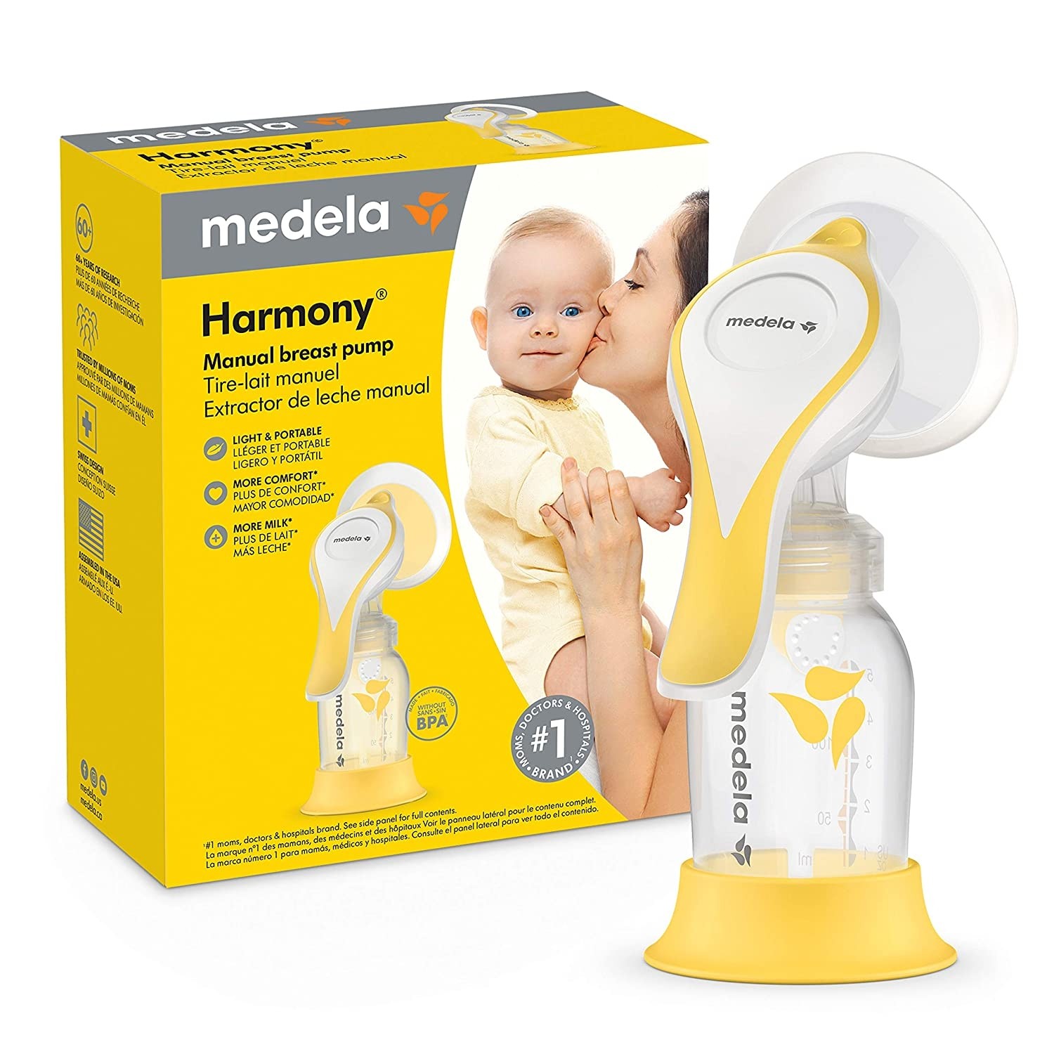 Medela Manual Harmony Single Hand Breast Pump with Flex Shields for Comfort & Expressing More Milk, 6 Count 
