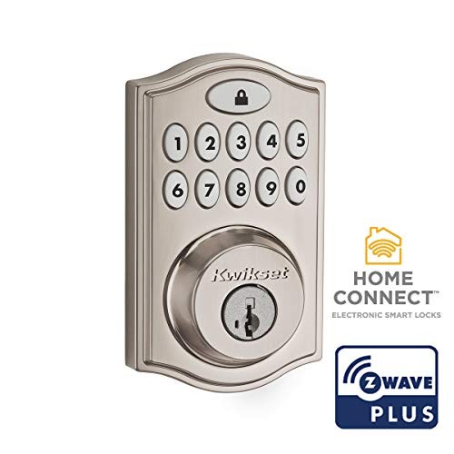 Kwikset 99140-023 SmartCode 914 Traditional Smart Lock Keypad Electronic Deadbolt Door Lock With SmartKey Security and Z-Wave Plus, Satin Nickel