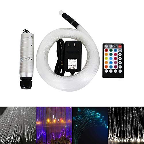 Huaxi 6W RGB Fiber Optic Sensory Lights kit for Sensory Ten Waterfall Curtain Light with Flash Point Fiber Optical Cables 200 Strands 0.03in/0.75mm 6.5ft/2m