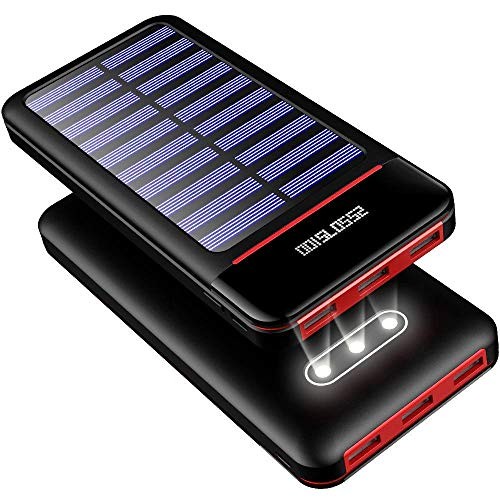 Solar Charger Power Bank 25000mAh Portable Charger Battery Pack with Three Outputs&Dual Inputs Huge Capacity Backup Battery Compatible Smartphone,Tablet and More