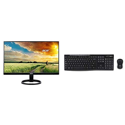 Acer R240HY bidx 23.8-Inch IPS HDMI DVI VGA (1920 x 1080) Widescreen Monitor & Logitech MK270 Wireless Keyboard and Mouse - Keyboard and Mouse Included, 2.4GHz Dropout-Free Connection