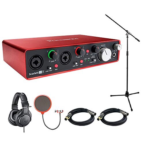 Focusrite Scarlett 2i4 USB Audio Interface (2nd Generation) includes Bonus Audio-Technica Professional Monitor Headphones and More