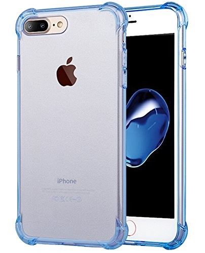 for iPhone 7 Plus Case, for iPhone 8 Plus Case, Matone Crystal Clear Shock Absorption Technology Bumper Soft TPU Cover Case for iPhone 7 Plus (2016)/iPhone 8 Plus (2017) - Clear Blue