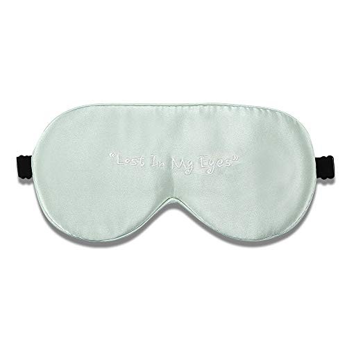 Alaska Bear Natural Silk Sleep Mask, Blindfold, Super Smooth Eye Mask (Mint White Embroidery)