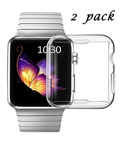 Smiling Apple Watch 3 Case Buit in TPU Screen Protector All-Around Protective Case High Definition Clear Ultra-Thin Cover for Apple Watch 38 mm Series 3 and Series 2(2 Pack) (38mm Clear)