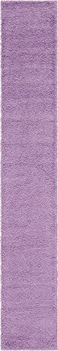 Unique Loom Solo Solid Shag Collection Modern Plush Lilac Runner Rug (2' 6 x 16' 5)