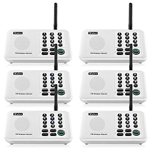 Wuloo Intercoms Wireless for Home 5280 Feet Range 10 Channel 3 Code, Wireless Intercom System for Home House Business Office, Room to Room Intercom, Home Communication System (6 Packs, White)