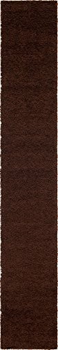 Unique Loom Solo Solid Shag Collection Modern Plush Chocolate Brown Runner Rug (2' 6 x 16' 5)