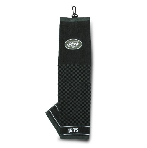 Team Golf NFL New York Jets Embroidered Golf Towel, Checkered Scrubber Design, Embroidered Logo