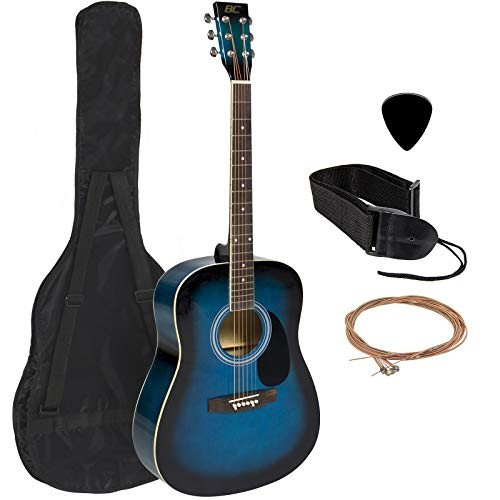 Best Choice Products 41in Full Size All-Wood Acoustic Guitar Starter Kit w/ Case, Pick, Shoulder Strap, Extra Strings - Blue