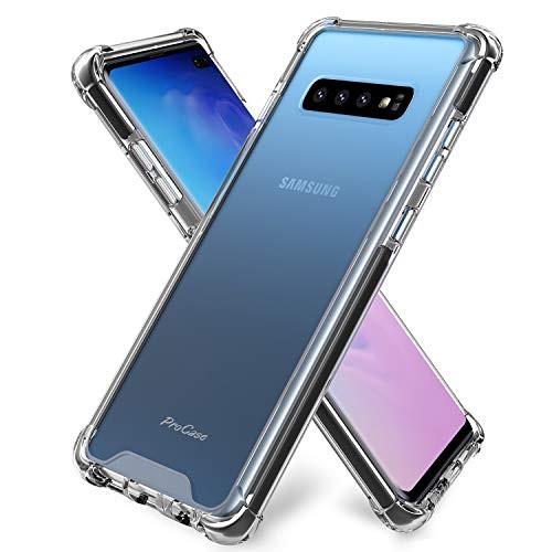 ProCase Galaxy S10 Plus Case Clear, Slim Hybrid TPU Bumper Cushion Cover with Reinforced Corners, Crystal Scratch Resistant Rugged Cover Protective Case for Galaxy S10+ Plus 2019 –Clear