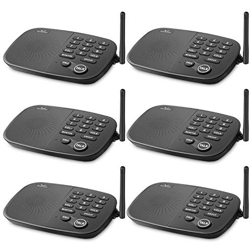 Wireless Intercom System Hosmart 1/2 Mile Long Range 10-Channel Security Wireless Intercom System for Home or Office[6 Units Black]