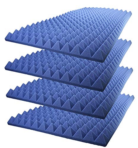 Foamily Ice Blue Acoustic Foam Sound Absorption Pyramid Studio Treatment Wall Panel 48" X 24" X 2.5" (4 Pack)