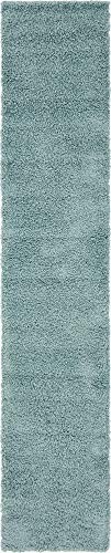 Unique Loom Solo Solid Shag Collection Modern Plush Light Slate Blue Runner Rug (2' 6 x 13' 0)