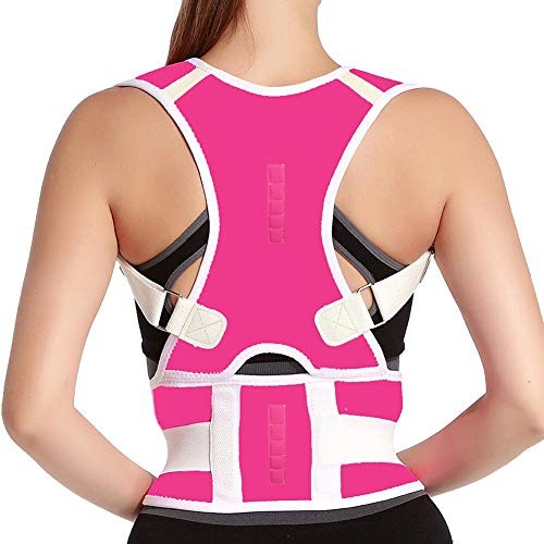 Thoracic Back Brace Posture Corrector- Magnetic Lumbar Back Support Belt-Back Pain Relief, Improve Thoracic Kyphosis, for Lower and Upper Back Pain Men & Women (Pink, Small)