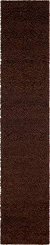 Unique Loom Solo Solid Shag Collection Modern Plush Chocolate Brown Runner Rug (2' 6 x 13' 0)