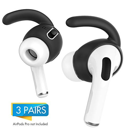 AhaStyle AirPods Pro Ear Hooks【Added Carrying Case】 Anti-Slip Ear Covers Accessories【Not Fit in The Charging Case】 Compatible with Apple AirPods Pro(Black)