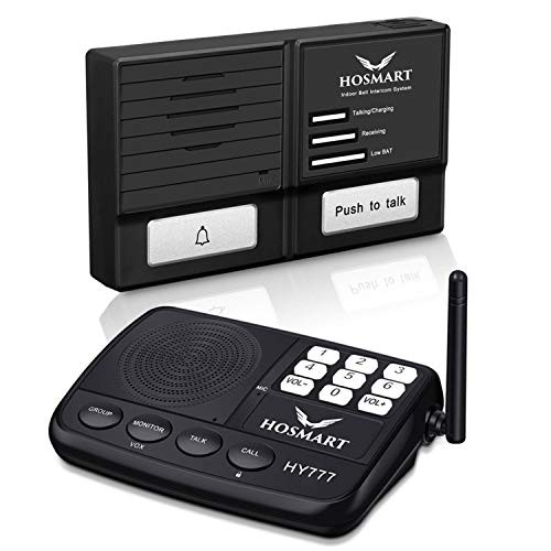 Hosmart 1/2 Mile Wireless 7-Channel Digital FM Wireless Intercom with Outdoor Doorbell Intercom System