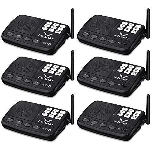 Wireless Intercom System Hosmart 1/2 Mile Long Range 7-Channel Security Wireless Intercom System for Home or Office (2018 New Version) [6 Stations Black]