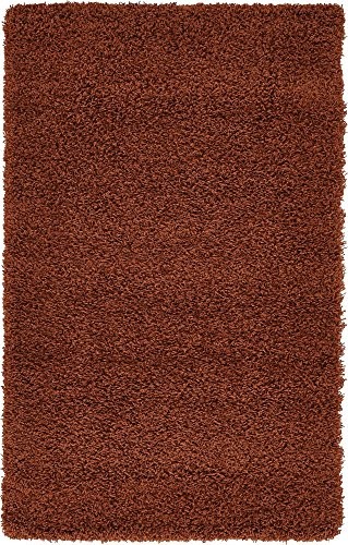 Unique Loom Solo Solid Shag Collection Modern Plush Terracotta Area Rug (3' 3 x 5' 3)