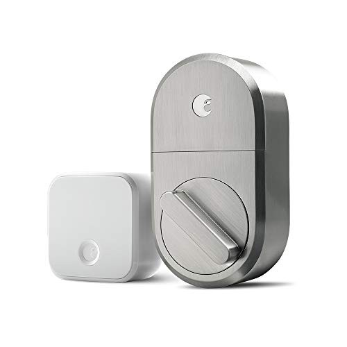August Smart Lock + Connect Wi-Fi Brige, Satin Nickel, Works with Alexa. Keyless Home Entry from Anywhere.