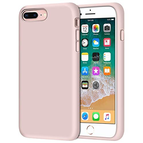 iPhone 8 Plus Case, iPhone 7 Plus Case, Anuck Soft Silicone Gel Rubber Bumper Case Microfiber Lining Hard Shell Shockproof Full-Body Protective Case Cover for iPhone 7 Plus /8 Plus 5.5" - Pink Sand