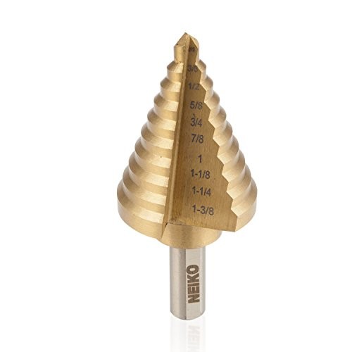 Neiko 10194A Titanium Step Drill Bit, High Speed Steel | 1/4 to 1-3/8 | Total 10 Step Sizes