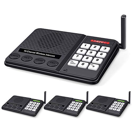 Wireless Intercom System for Home - Long Range 1 Mile Home Intercom System with Radio Sound + 10 Channel + 3 Digital Code - Room to Room Intercom Wireless for Business Office House (Black X 4)