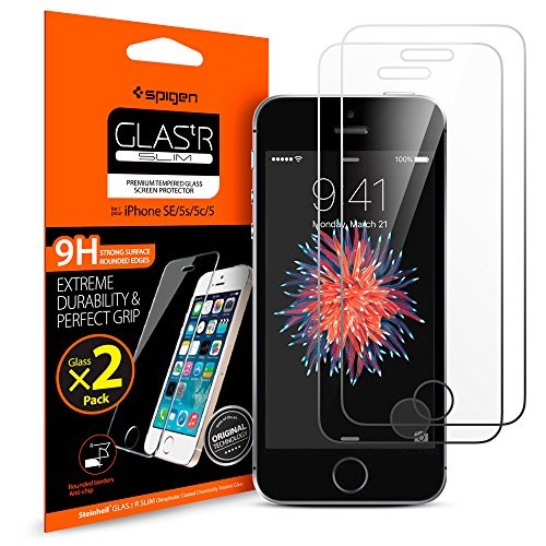 Spigen Tempered Glass iPhone SE Screen Protector [ Case Friendly ] [ 9H Hardness ] for iPhone SE / 5S / 5C / 5