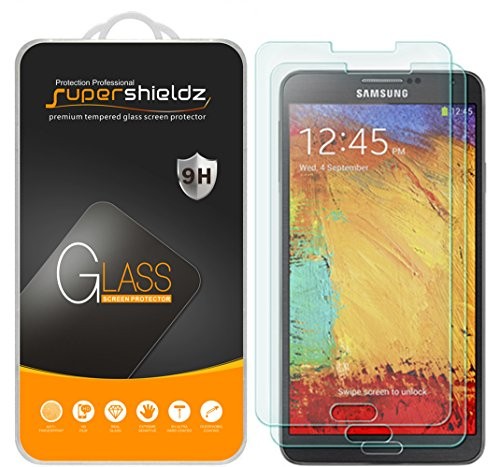 [2-Pack] Supershieldz for Samsung Galaxy Note 3 Tempered Glass Screen Protector, Anti-Scratch, Anti-Fingerprint, Bubble Free, Lifetime Replacement