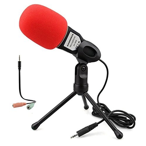 Condenser Microphone,Computer Microphone,SOONHUA 3.5MM Plug and Play Omnidirectional Mic with Desktop Stand for Gaming,YouTube Video,Recording Podcast,Studio,for PC,Laptop,Tablet,Phone