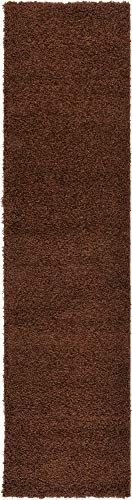 Unique Loom Solo Solid Shag Collection Modern Plush Chocolate Brown Runner Rug (2' 6 x 10' 0)