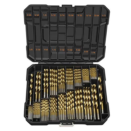 EnerTwist Titanium Drill Bit Kit Set for Metal and Wood 230-Piece - Coated HSS Conventional 118° Tip from 3/64" up to 1/2 Inch, ET-DBA-230A