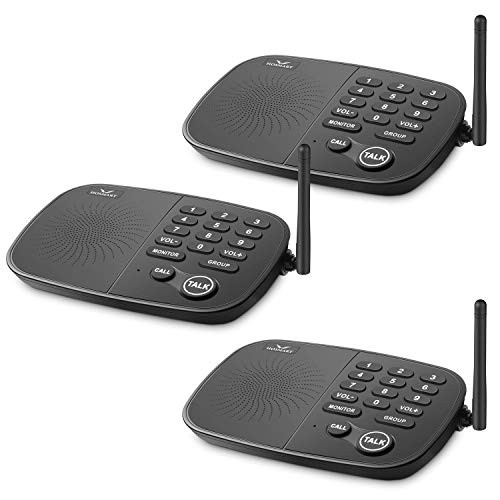 Hosmart 1/2 Mile Long Range 10-Channel Security Wireless Intercom System for Home or Office[3 Units Black]