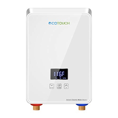 ECOTOUCH Electric Tankless Water Heater Point-of-Use Hot Water Heater Digital Display for Energy Efficiency 5.5kW at 240V, White