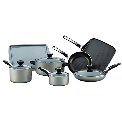 Farberware High Performance Nonstick Aluminum 17-Piece Cookware Set, Champagne