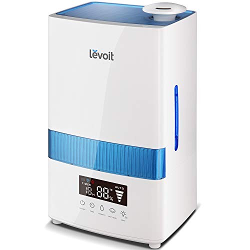 LEVOIT Cool Mist Humidifier for Bedroom, 4.5L Ultrasonic Air Humidifier for Babies and Large Room, Humidity Monitor, Essential Oils, Timer, Whisper-Quiet, Auto-off, Runs for 40 Hours, 2-Year Warranty