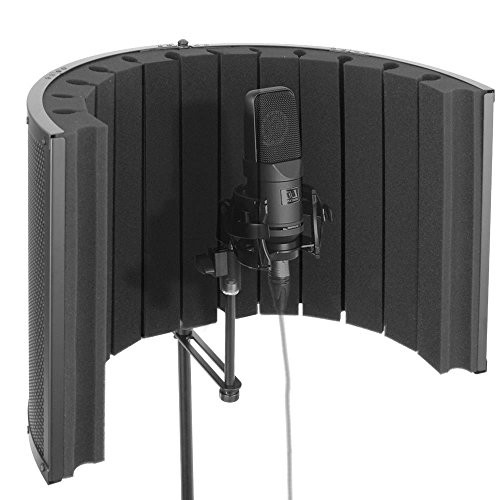 Pyle Mini Portable Vocal Recording Booth - Use with Standard Microphone, Isolation Noise Filter Reflection Shield for Recording Studio Quality Audio - Dual  Acoustic Foam Soundproof Panel PSMRS09