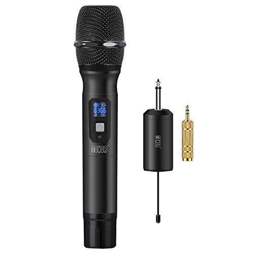 TONOR Wireless Microphone Metal Handheld Mic UHF 25 Channel with Mini Receiver 1/4" Output for Stage/Church/Karaoke/Party/Business Meeting/PA Systems, Black