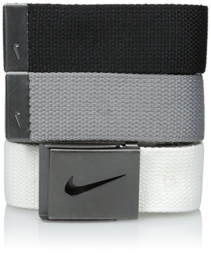 Nike Men's 3 Pack Golf Web Belt, White/gray/black, One Size