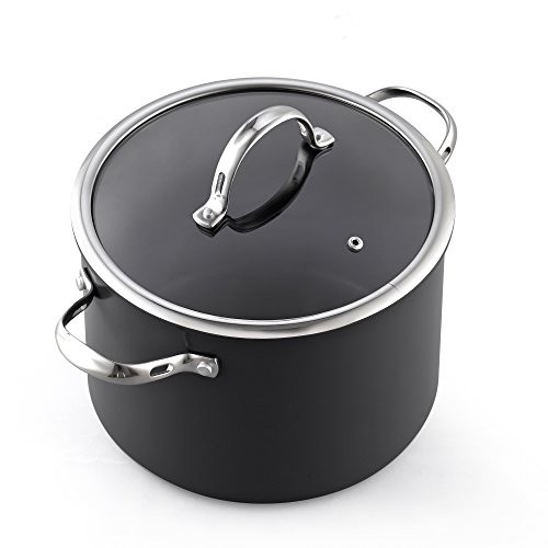 Cooks Standard NC-00343 8 Quart Hard Anodized Premium Grade Nonstick Stockpot with Cover, Black