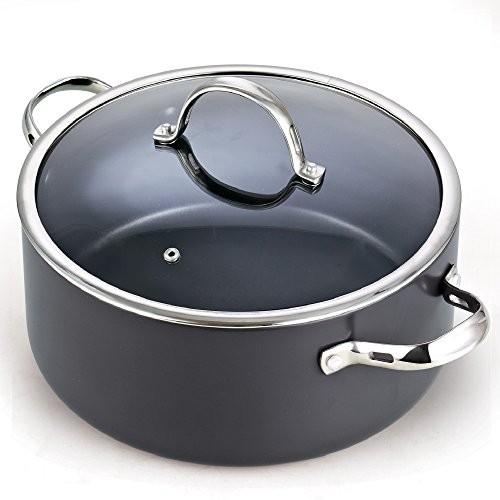 Cooks Standard 02490 Lid 7 Quart Hard Anodized Nonstick Dutch Oven Casserole Stockpot, 7-Qt, Black