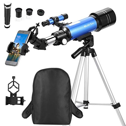 MaxUSee 70mm Refractor Telescope for Kids & Beginners, Travel Scope with Backpack & Adjustable Tripod for Moon Viewing Bird Watching Sightseeing