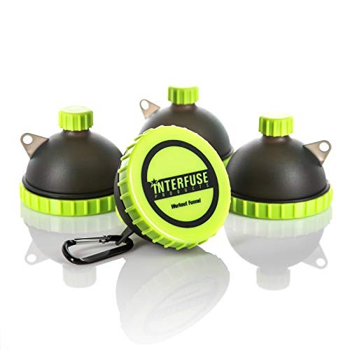 Protein Funnel Keychain 4-Pack; Water Bottle Funnels for Supplements, Portable Protein Powder Container for Gym and Travel, Pre-Workout Fitness Funnels
