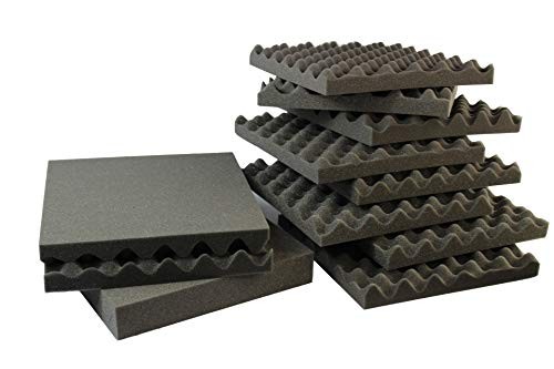 Mybecca 6 Pack Acoustic Eggcrate Soundproofing Foam Wall Panels 1.5 X 12 X 12 inch, Made in USA