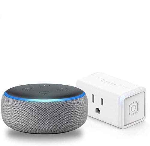 Echo Dot (3rd Gen) Heather Gray Bundle with TP-Link simple set up smart plug