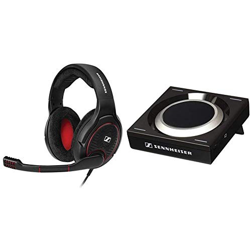 Sennheiser Game ONE Gaming Headset, Open Acoustic, Noise-canceling mic, Flip-to-Mute, XXL Plush Velvet Ear Pads - Black & GSX 1000 Gaming Audio Amplifier, 7.1 Surround Sound